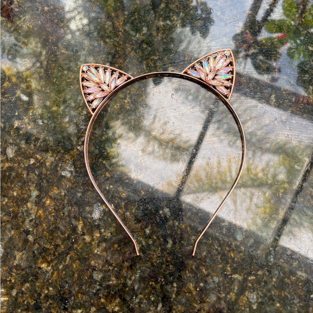 NWOT - Rose Gold Cat Ear Headband
